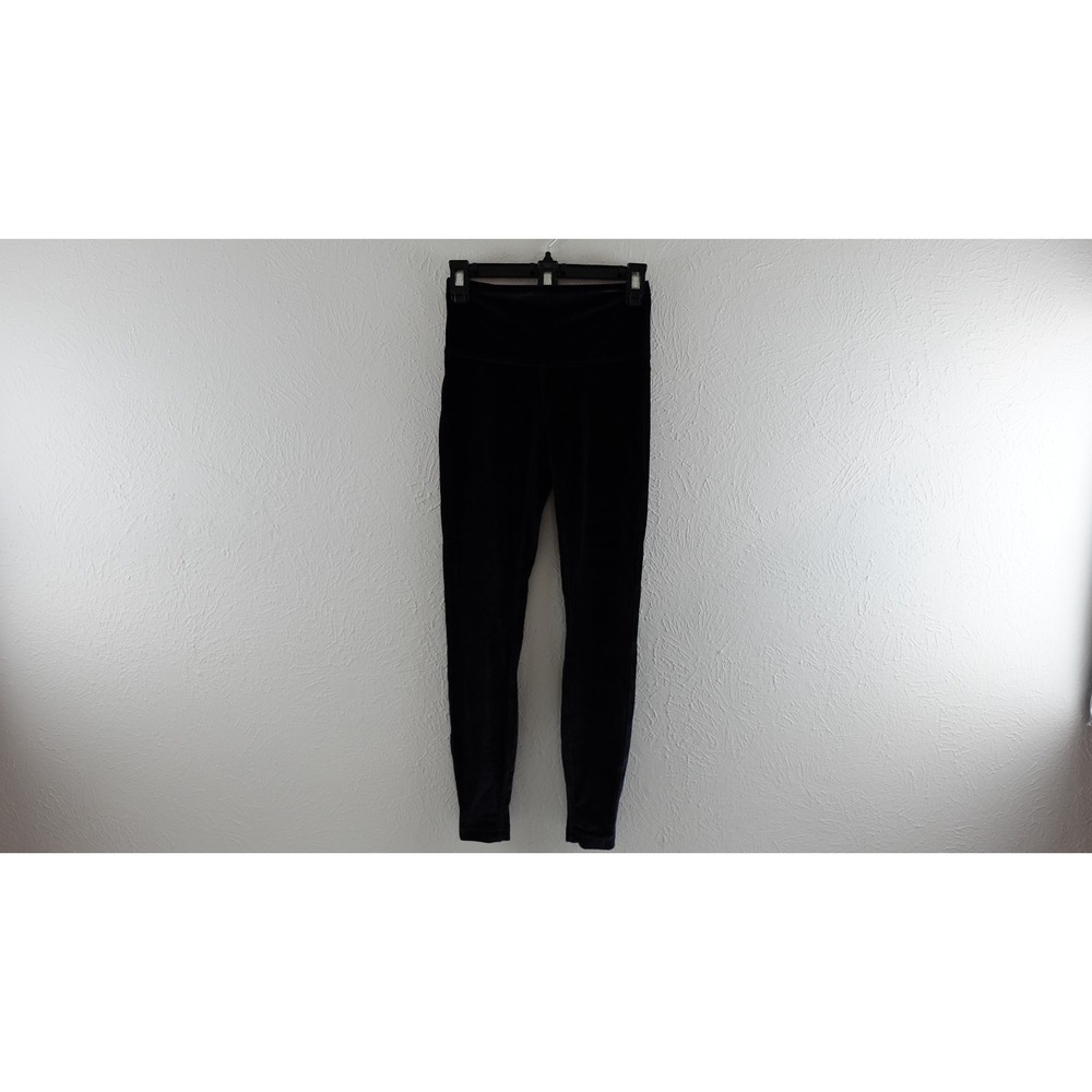 Lululemon Womens High Rise‎ Stretch Knit Athletic Cropped Leggings Black Size 6